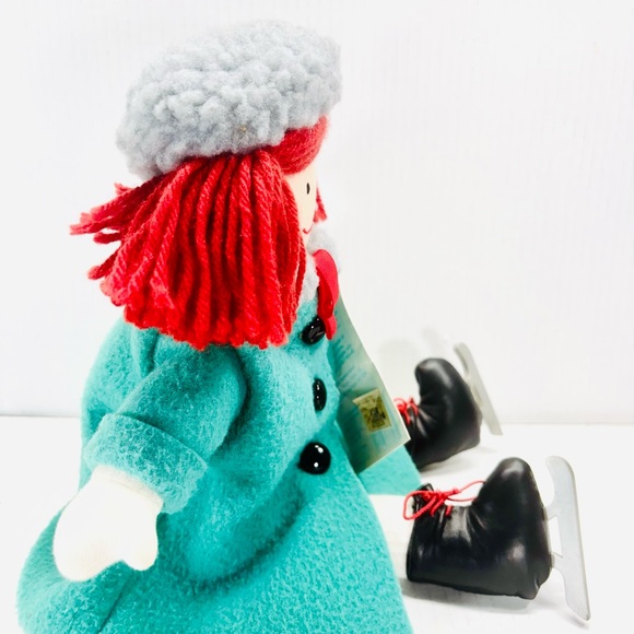 Eden Madeline Plush Doll In Ice Skates 1992 Felt Green Coat 14” NWT - Picture 3 of 7